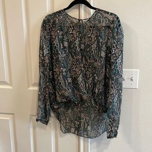 Veronica Beard Gayle Floral Print Surplice Top 100% Silk!